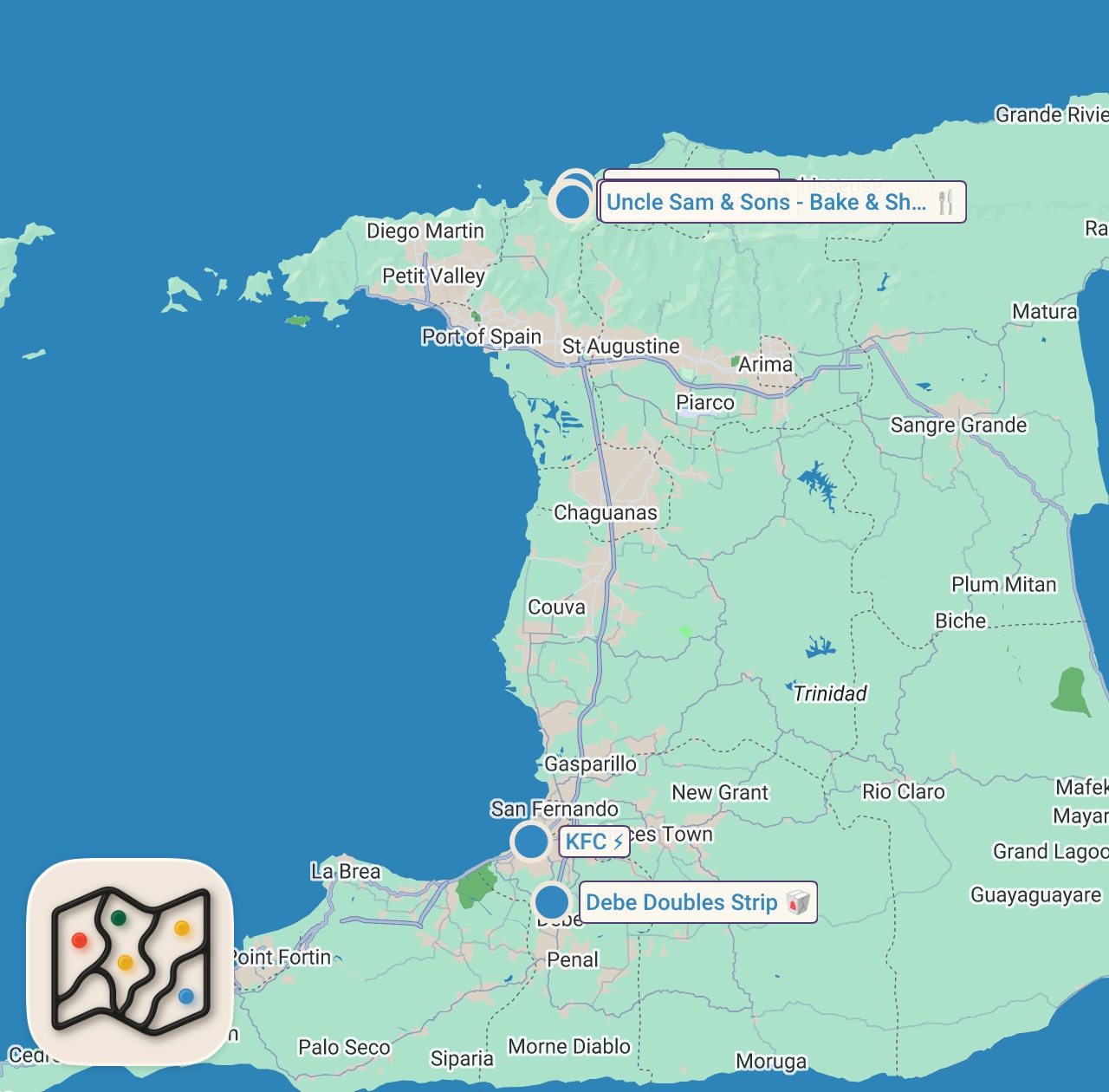 Map preview for I Flew to Trinidad for STREET FOOD 🇹🇹 24 Hours of Trini Food!!