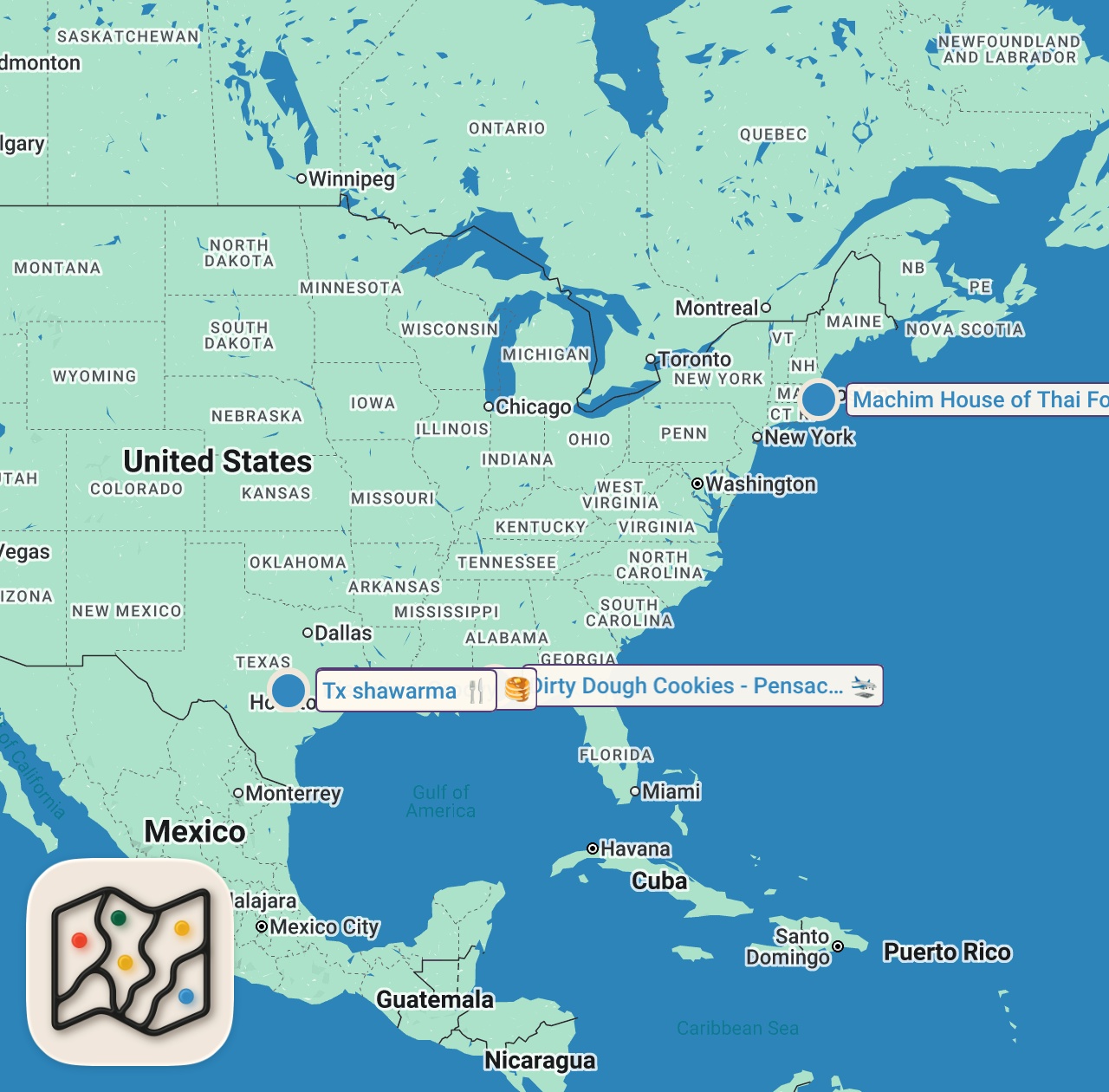 Map preview for Eating Random Food Trucks For 24 Hours in Texas