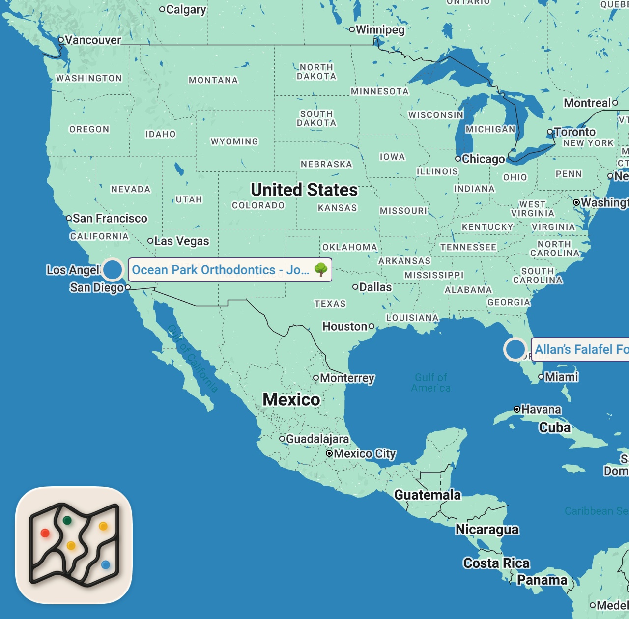 Map of 2 spots from Eating Random Food Trucks for 24 Hours (St Pete / Tampa / Clearwater)