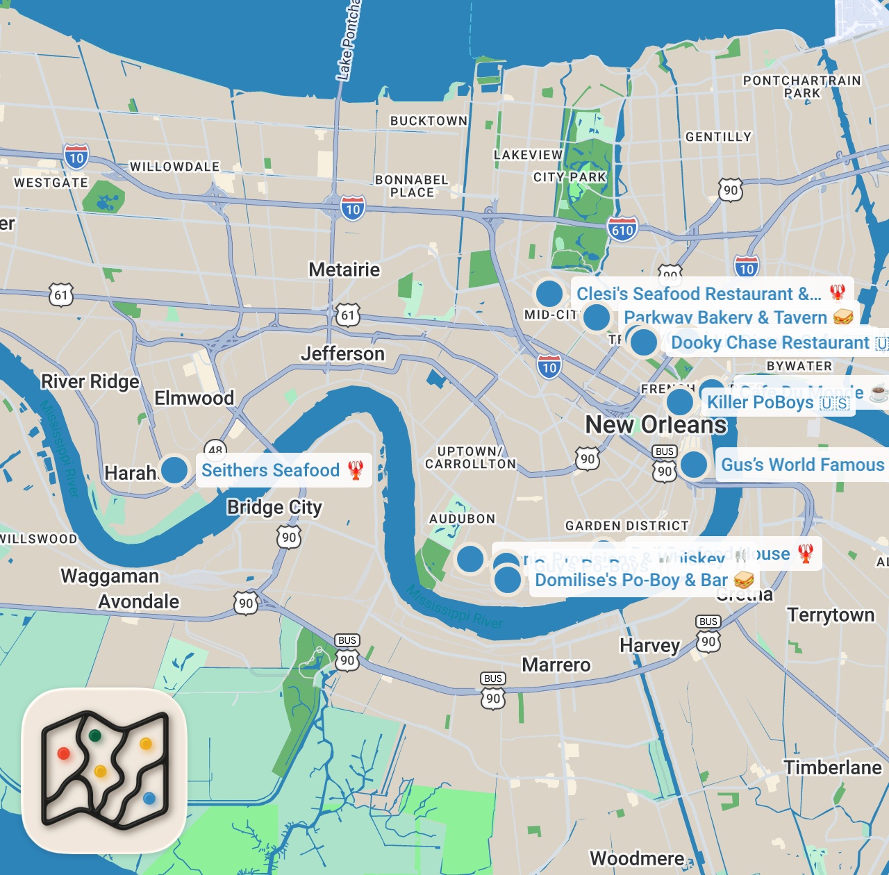 Map preview for Finding The Best Food In New Orleans | Food Tours Season 7 Marathon | Food Insider