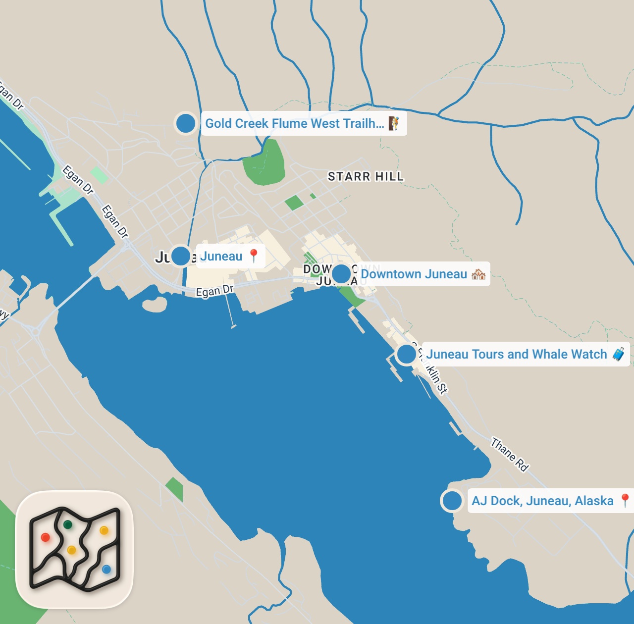 Map preview for 24 Hours in Juneau: First Stop on Our Alaska Cruise  🐋