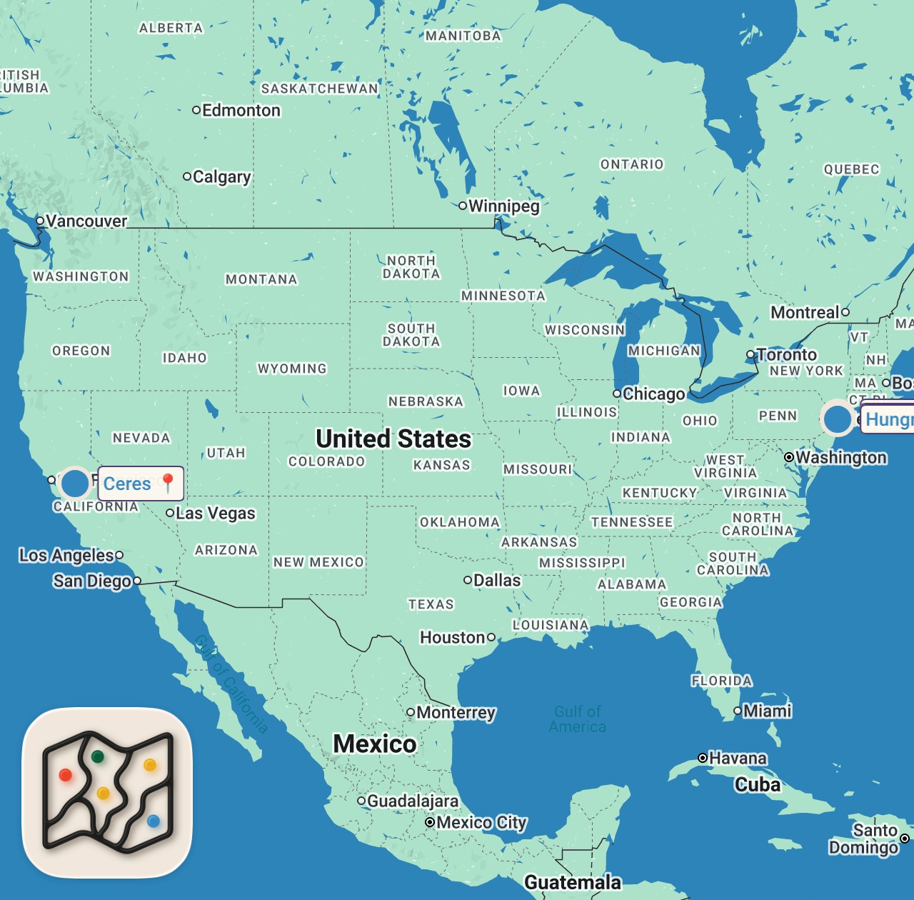 Map of 4 spots from TOP 4 NEW NYC RESTAURANTS IN 2025?