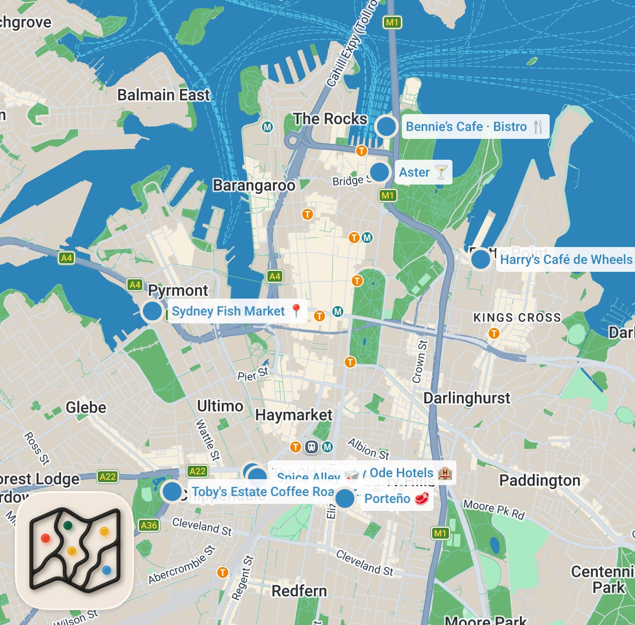 Map preview for 🍤 Sydney Food Tour: MUST-EAT Spots That’ll Blow Your Taste Buds 🇦🇺
