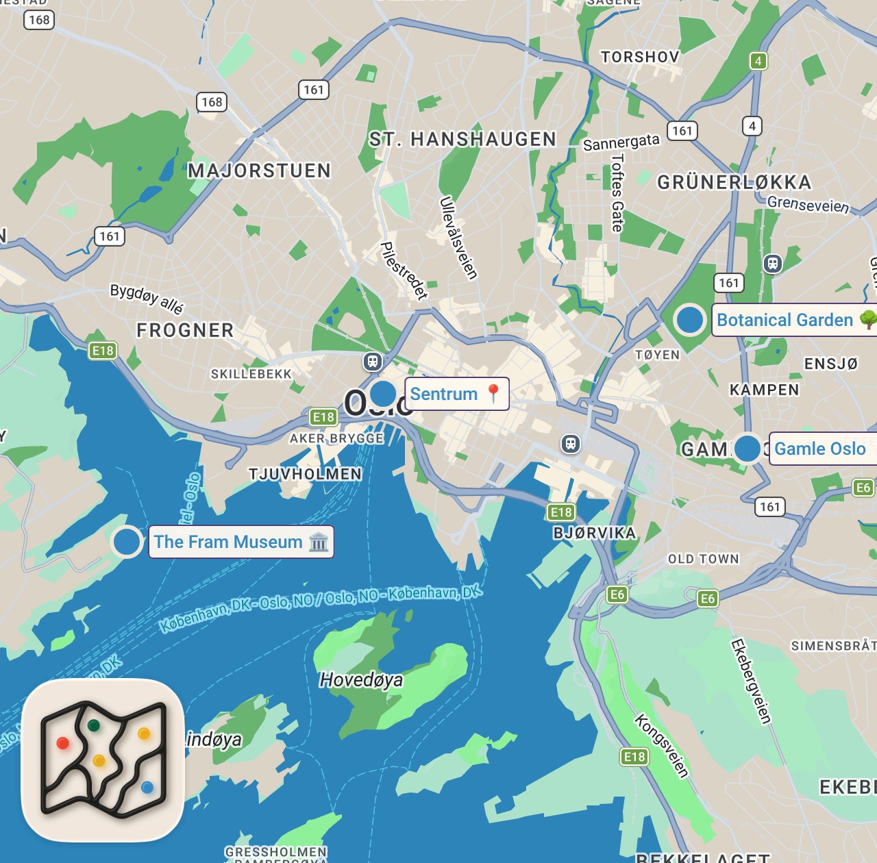 Map of 5 spots from How to Spend 3 Days in OSLO Norway | Travel Itinerary