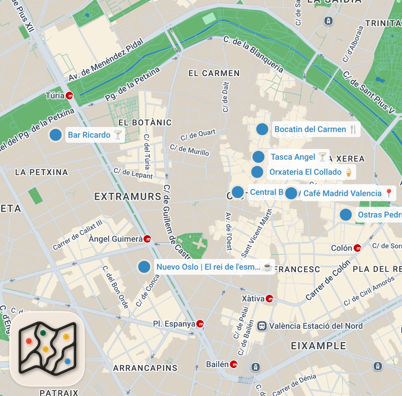 Map preview for EPIC Valencia Food Tour (Best Paella, Tapas, Markets & More!)