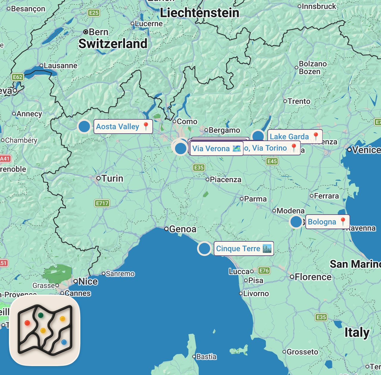 Map of 10 spots from Nord Italia: Top 10 Luoghi e Posti da Visitare | 4K