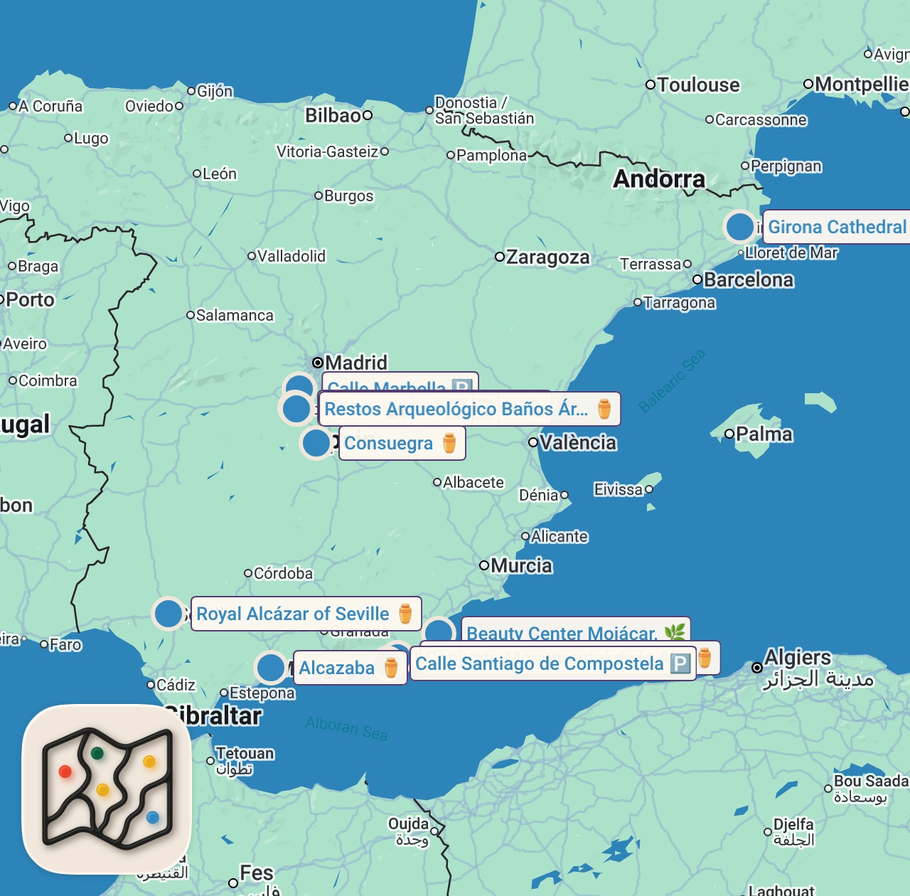 Map of 14 spots from ESPAÑA las 20 MEJORES y más BONITOS lugares❤️ para visitar en 2026