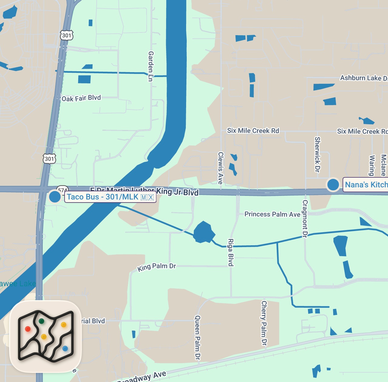 Map of 2 spots from Eating at Gas Station Restaurants For 24 Hours (SEAFOOD BOIL??)
