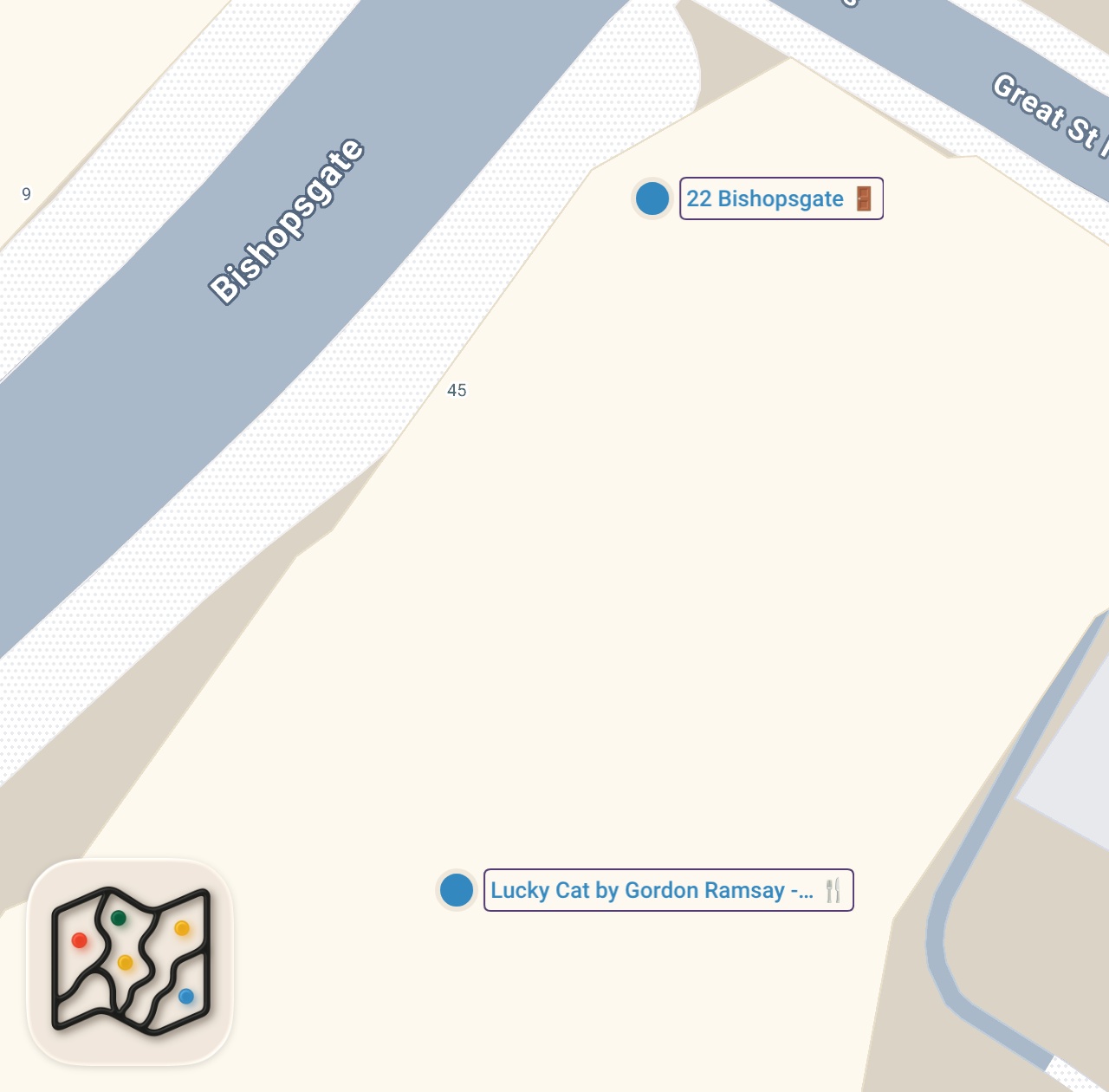 Map of 2 spots from Inside the Highest Restaurant in Europe