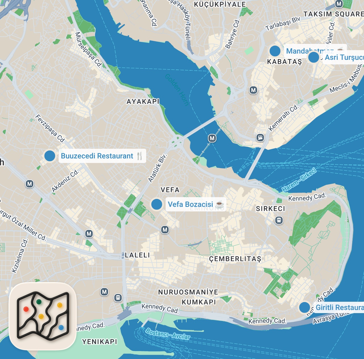 Map preview for Istanbul is VEGAN-FRIENDLY?! Turkish Food Tour featuring Meze Feast + Ancient Millet Drinks