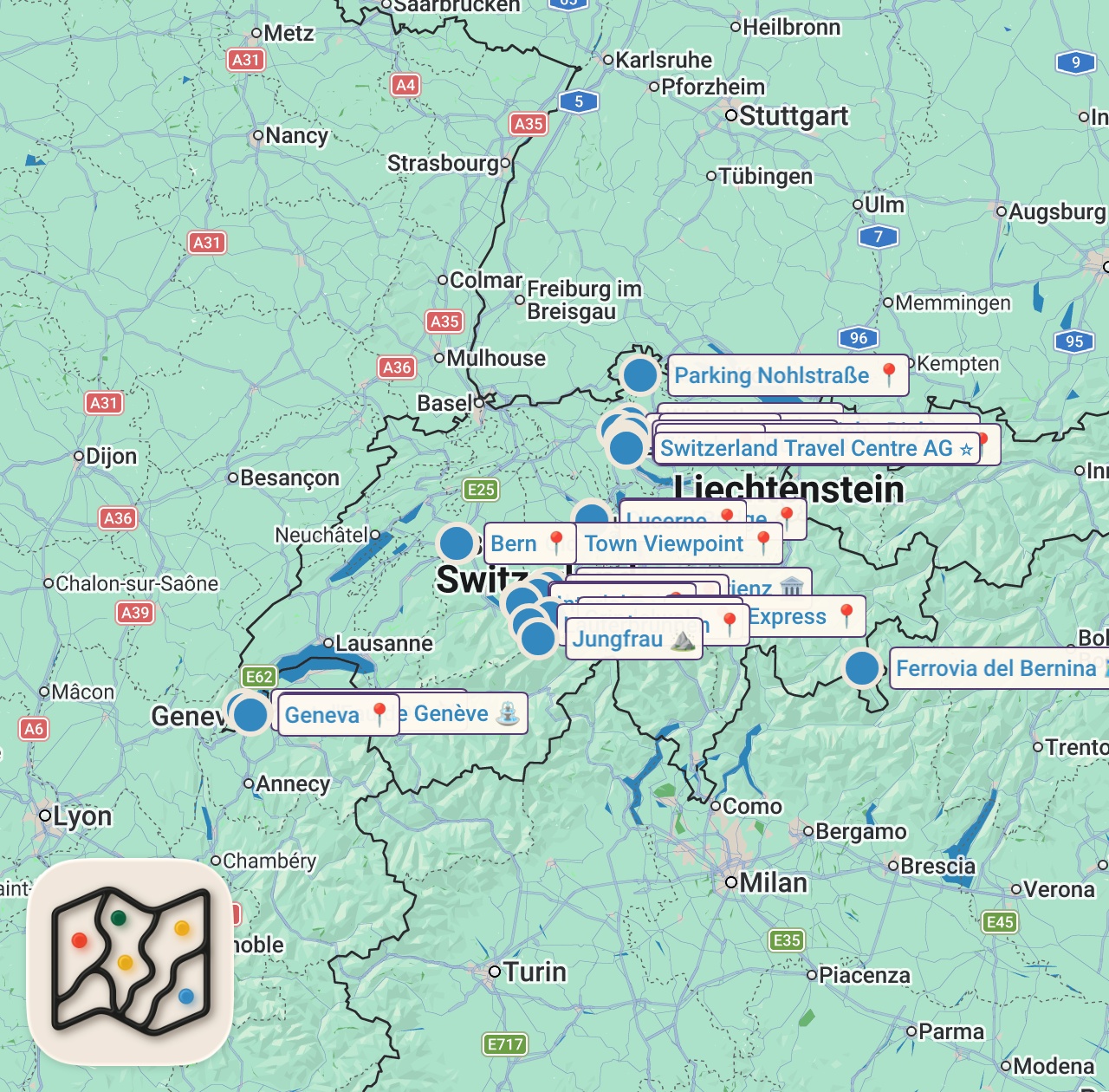 Map of 27 spots from Switzerland travel guide 😍 | EVERYTHING to know before you go!🇨🇭
