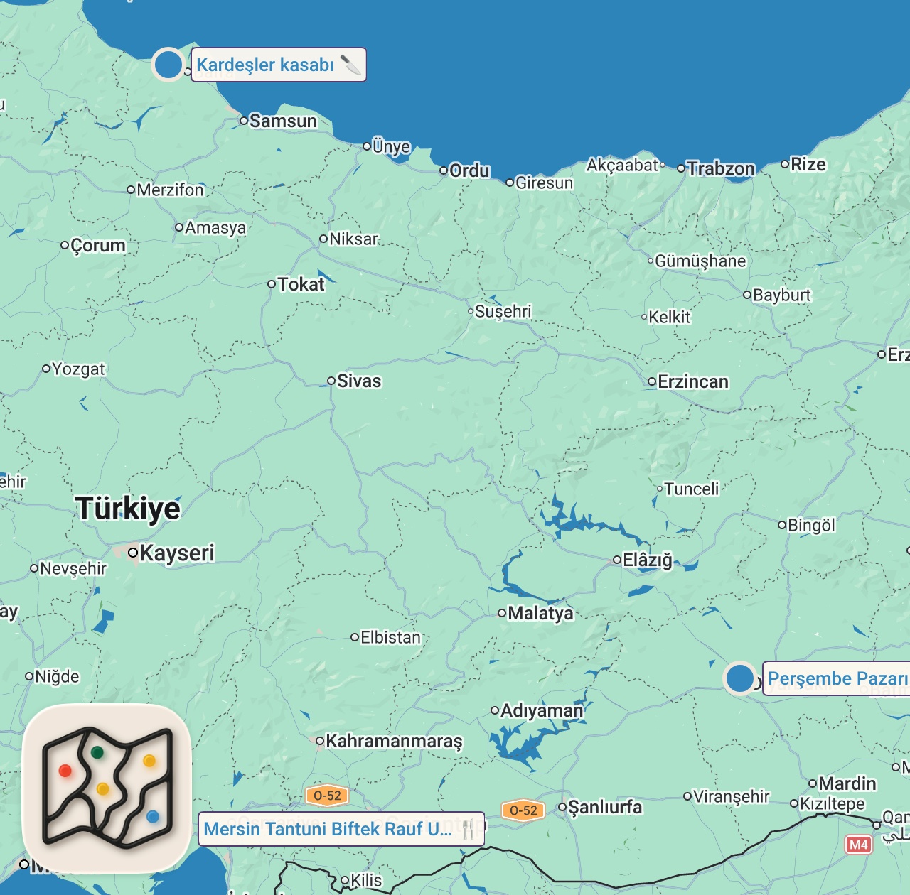 Map of 3 spots from UCUZ TARİFLER SERİSİ!!! EKMEK ARASI 3,5 TL