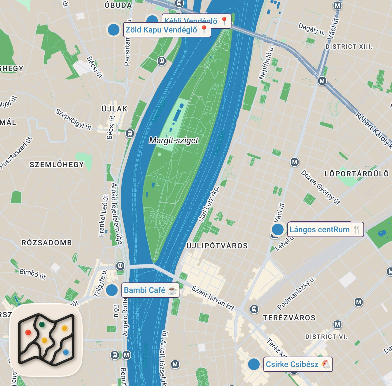 Map of 6 spots from 24 Hours BUDAPEST FOOD TOUR!! (14 dishes in one day)