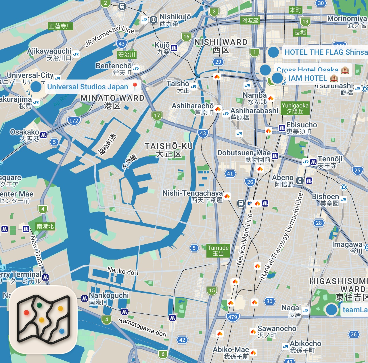 Map preview for How to Spend 4 Days in Osaka - A Travel Itinerary