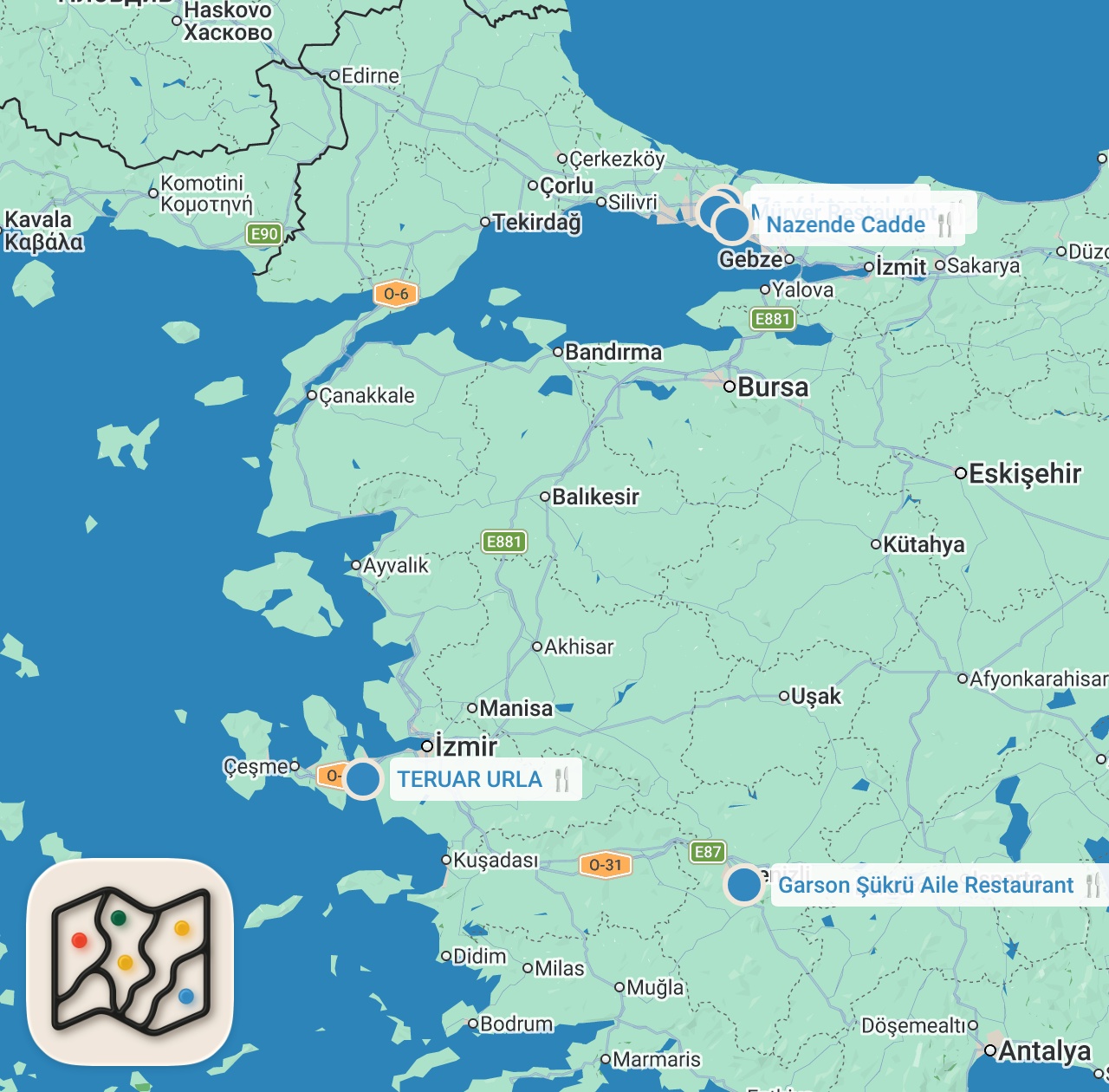 Map preview for EN SEVDİĞİMİZ ŞEF RESTORANLARI - TOP 5️⃣ - Ayaküstü Lezzetler