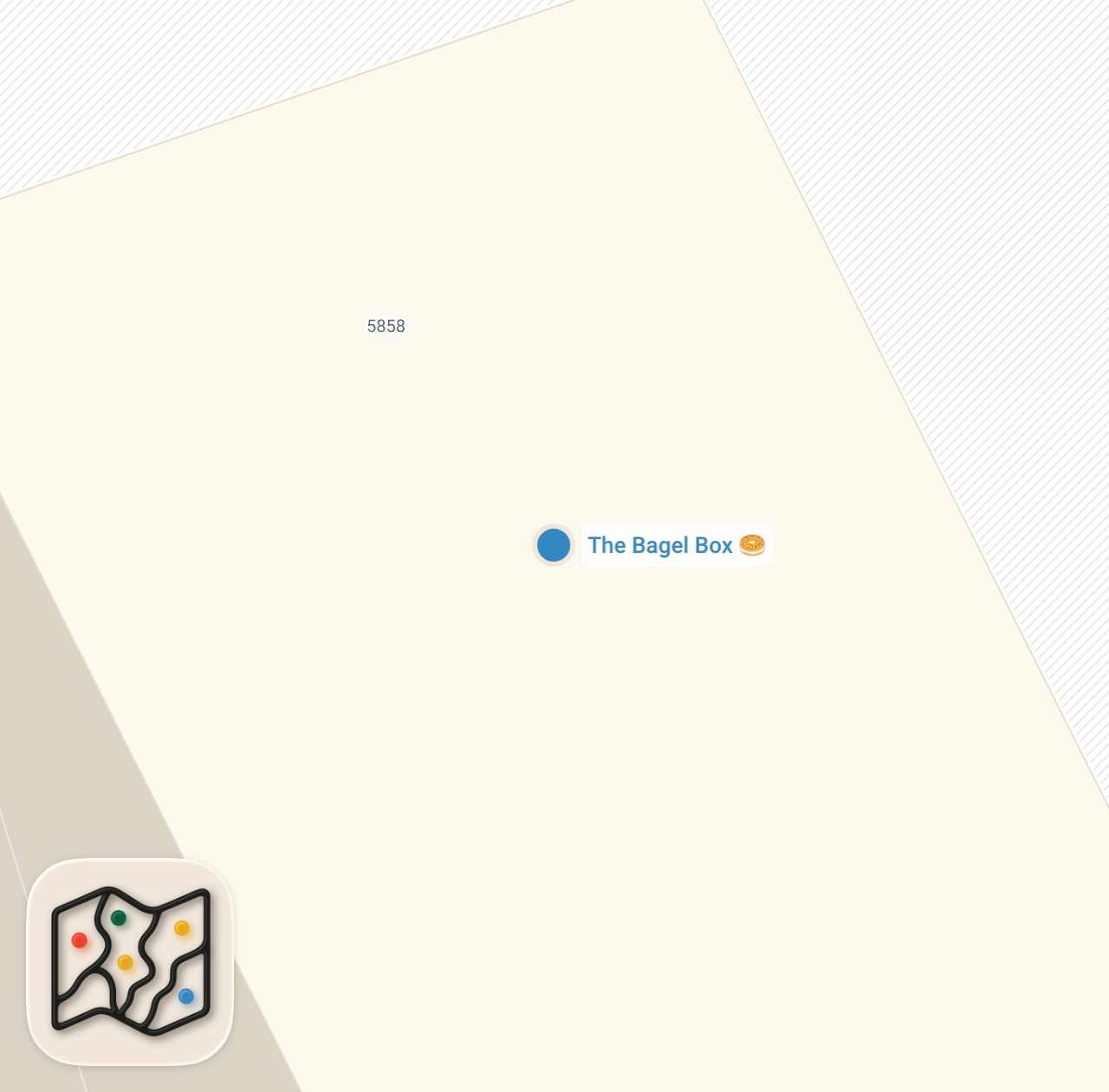 Map preview for HOT HONEY BACON EGG & CHEESE FRENCH TOAST BAGEL at The Bagel Box on Staten Island NYC! #DEVOURPOWER