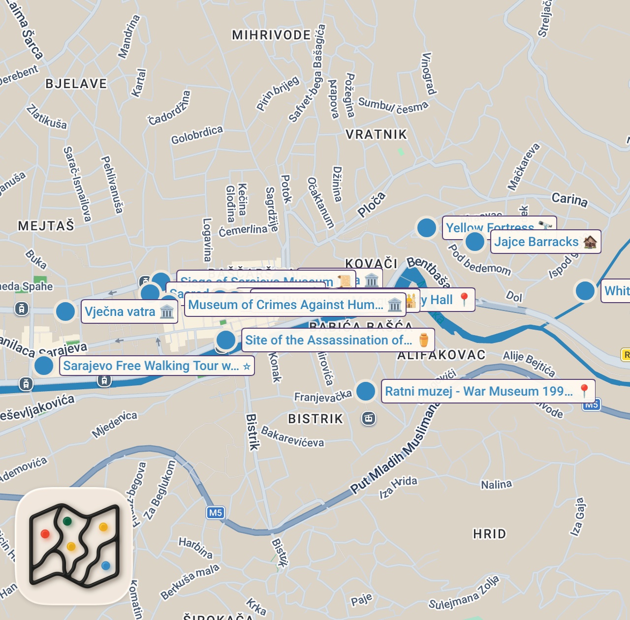 Map preview for Best Things to See & Do in Sarajevo | City Guide 🇧🇦