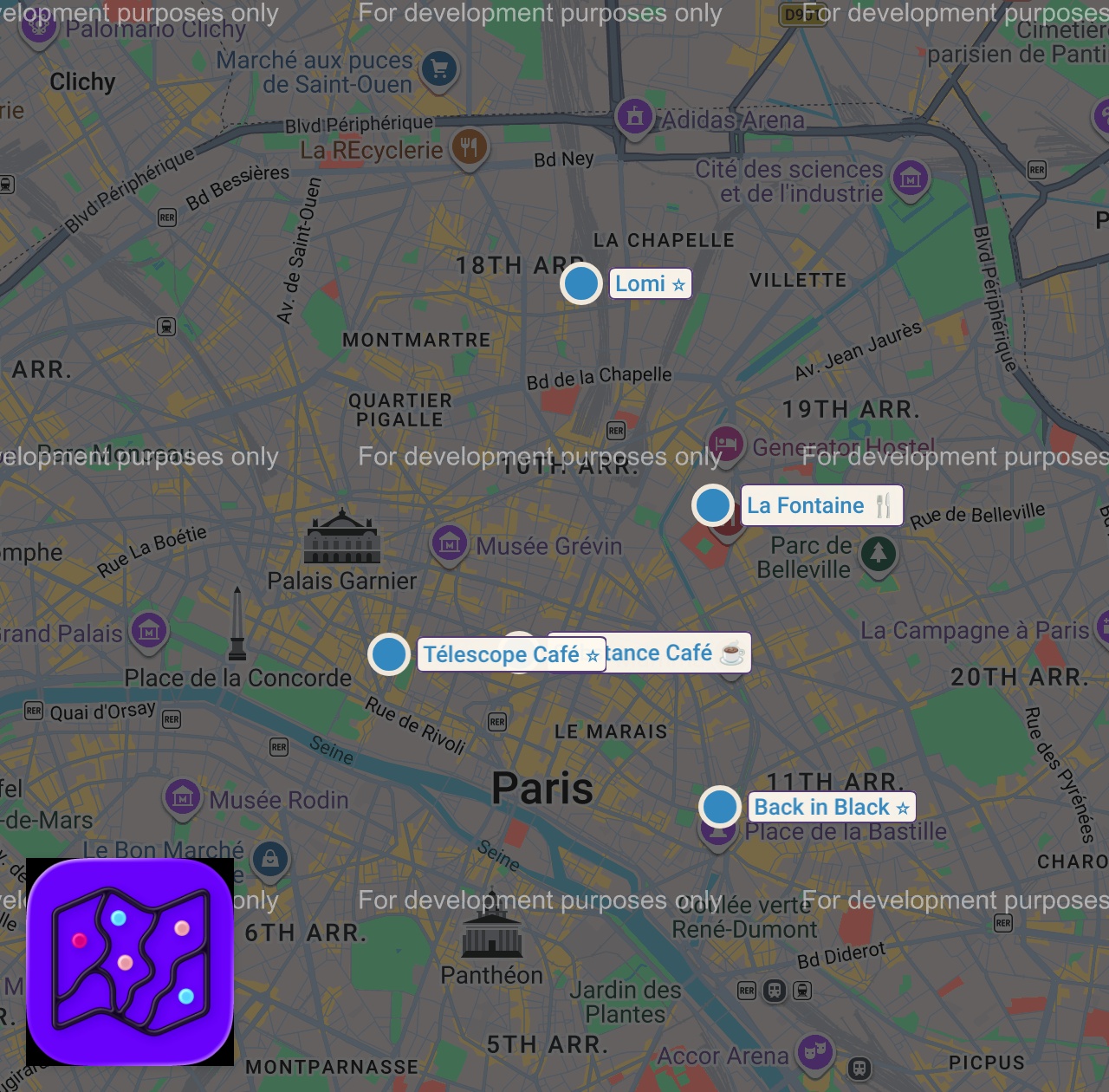 Map of 5 spots from Paris Coffee Guide: Top 5 Parisian Coffee Shops You Can't Miss