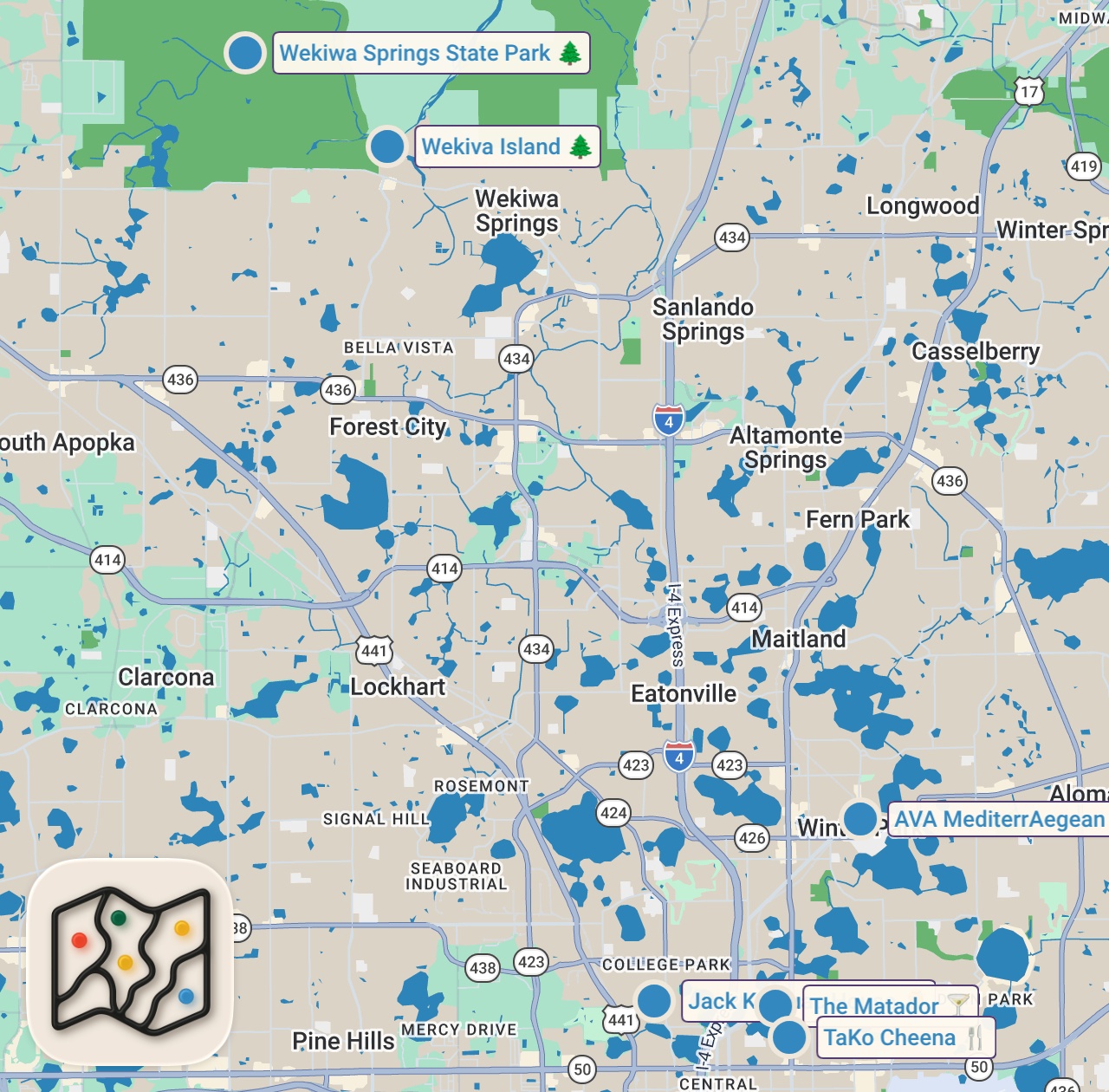 Map of 6 spots from 5 Hidden LOCAL SECRETS in ORLANDO After the Theme Parks