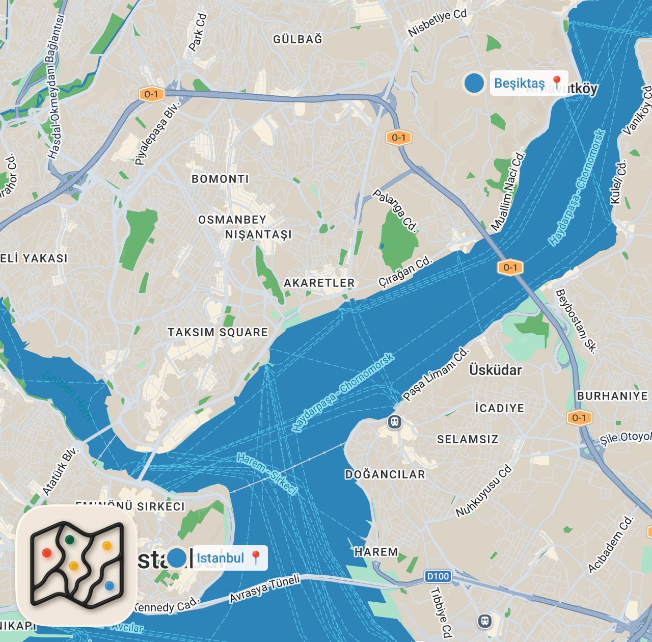 Map preview for İSTANBUL BEŞİKTAŞ’TA BİR GÜNDE DÜNYALARI YEDİM!!!
