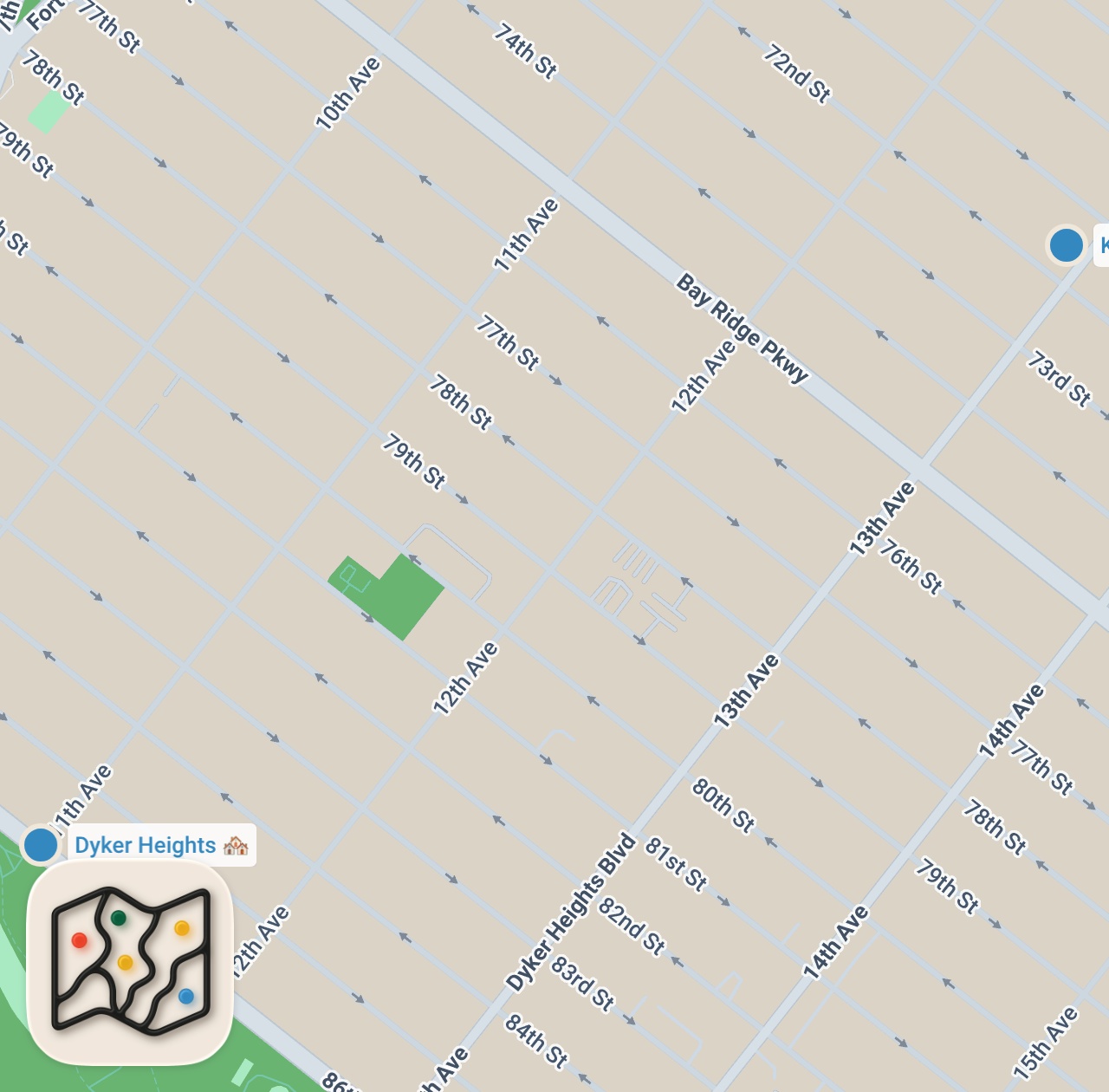Map of 2 spots from The Legend of Krispy Pizza, the Internet's Most Famous Slice Shop | Pizzeria Chronicles