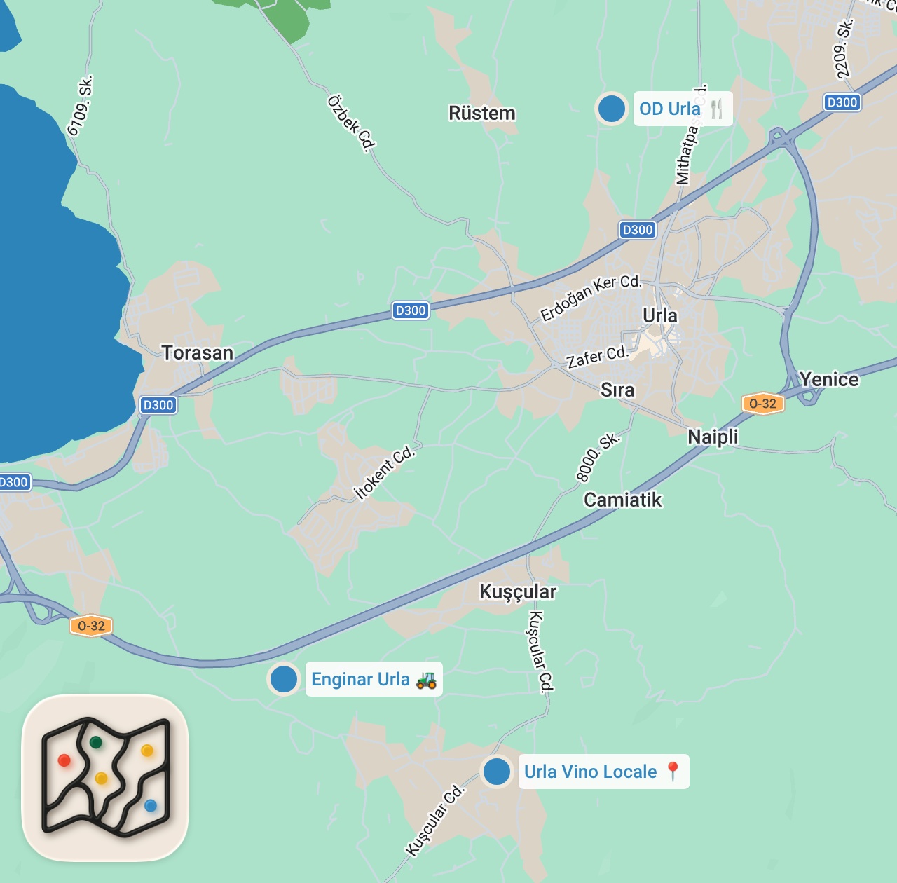 Map preview for URLA’NIN LEZZET HAZİNELERİ (Michelin yıldızlı restoranlarda unutulmaz deneyim) - Hesaplar Senden 24