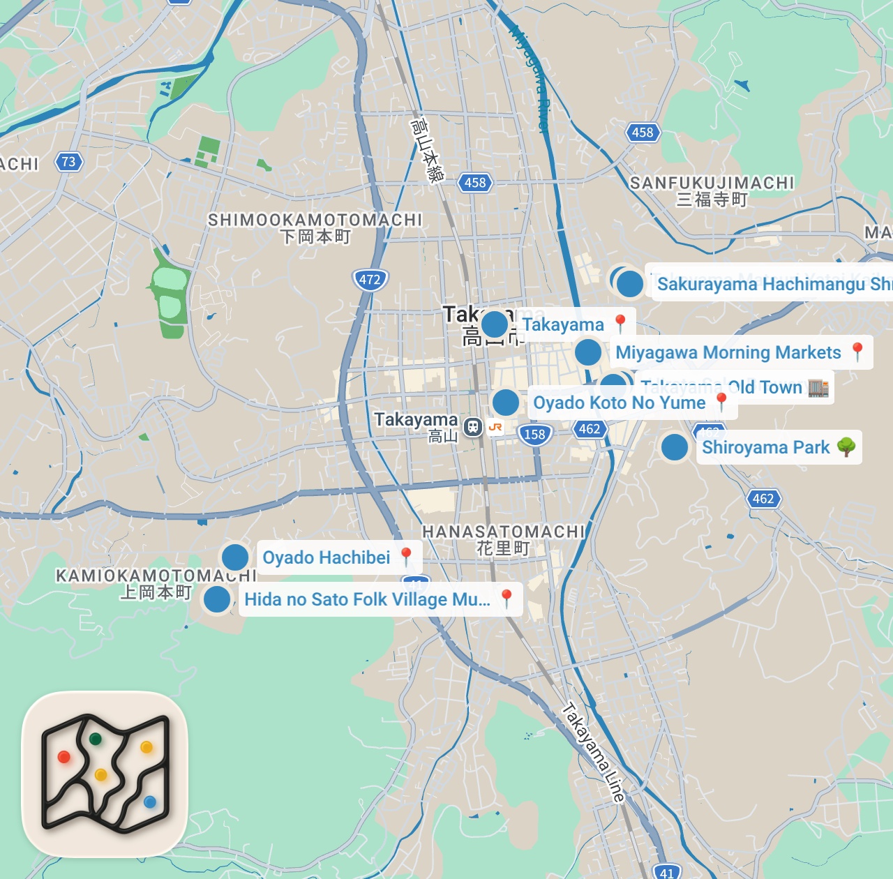 Map preview for TAKAYAMA, JAPAN (2026) | The Best Things To Do In Takayama (+ BONUS DAY TRIPS)
