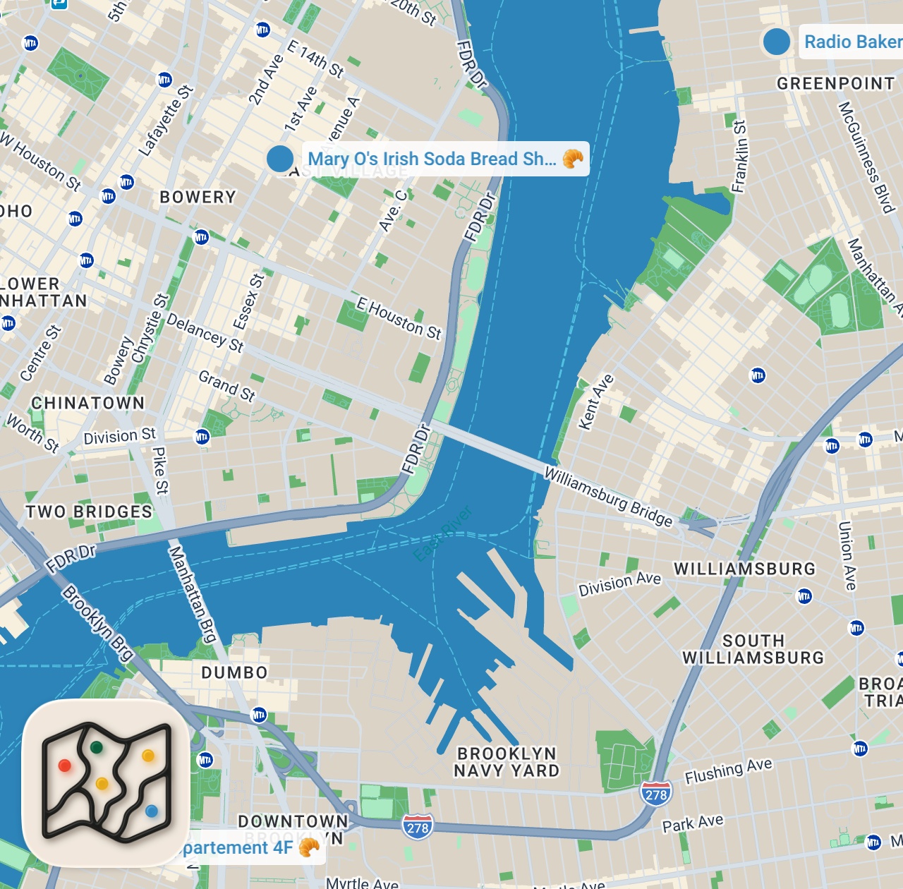 Map preview for TOP 3 NYC BAKERIES?