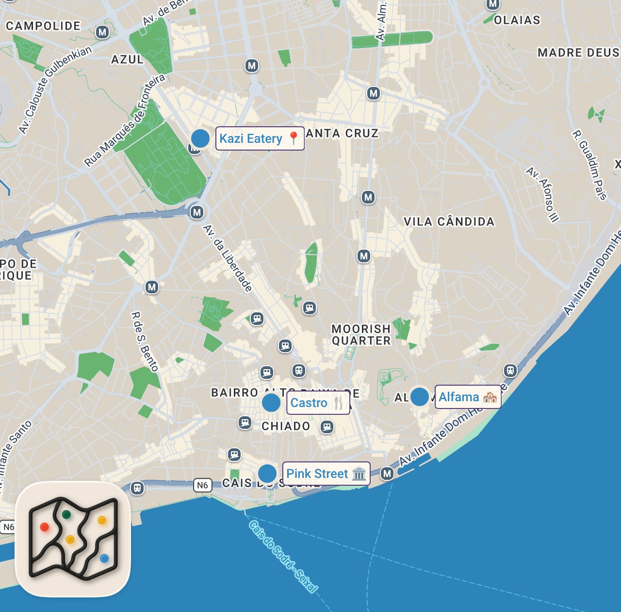 Map preview for How to spend 4 days in Lisbon 🇵🇹 | Itinerary #portugal #travelvlog #travel #adventure #lisbon