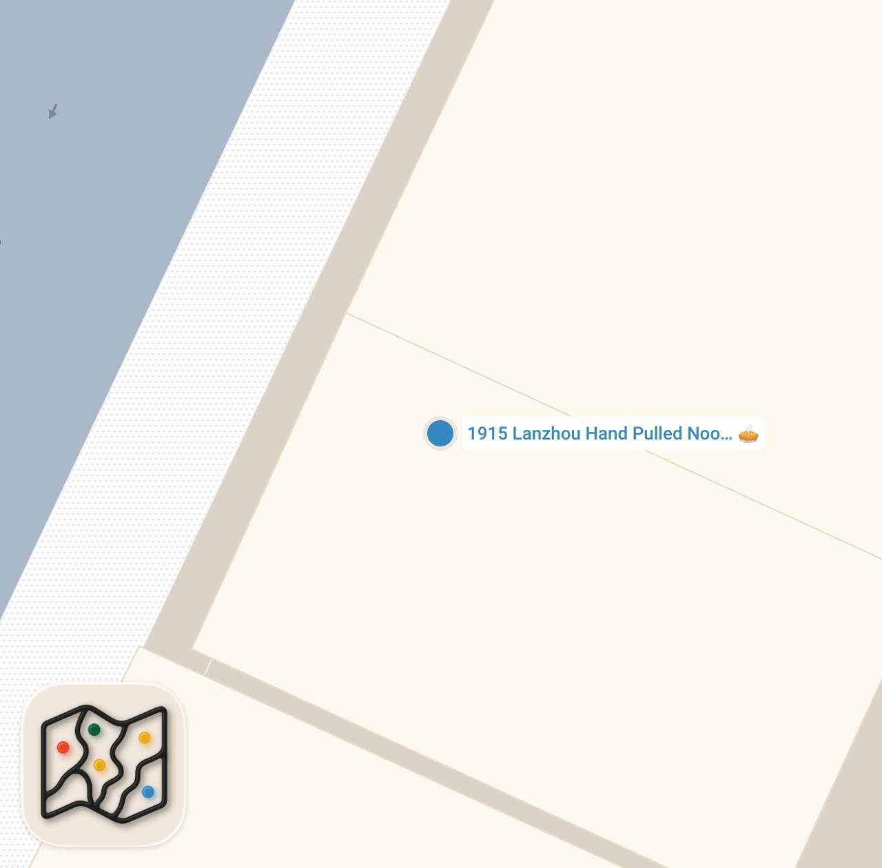 Map preview for Returning to where Chinese people get Chinese noodles in New York City