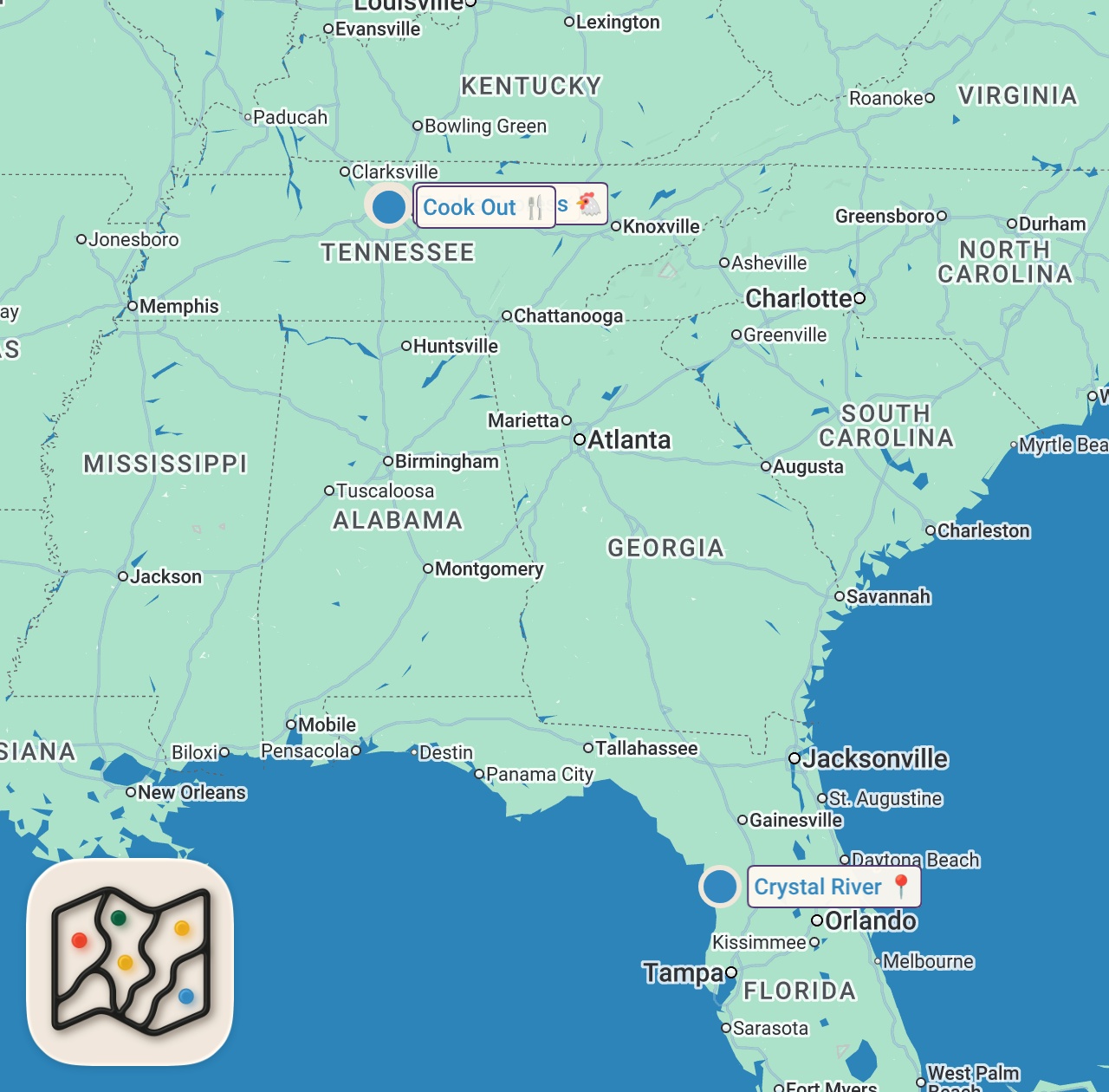 Map preview for Eating Southern FAST FOOD Restaurants For 24 Hours...