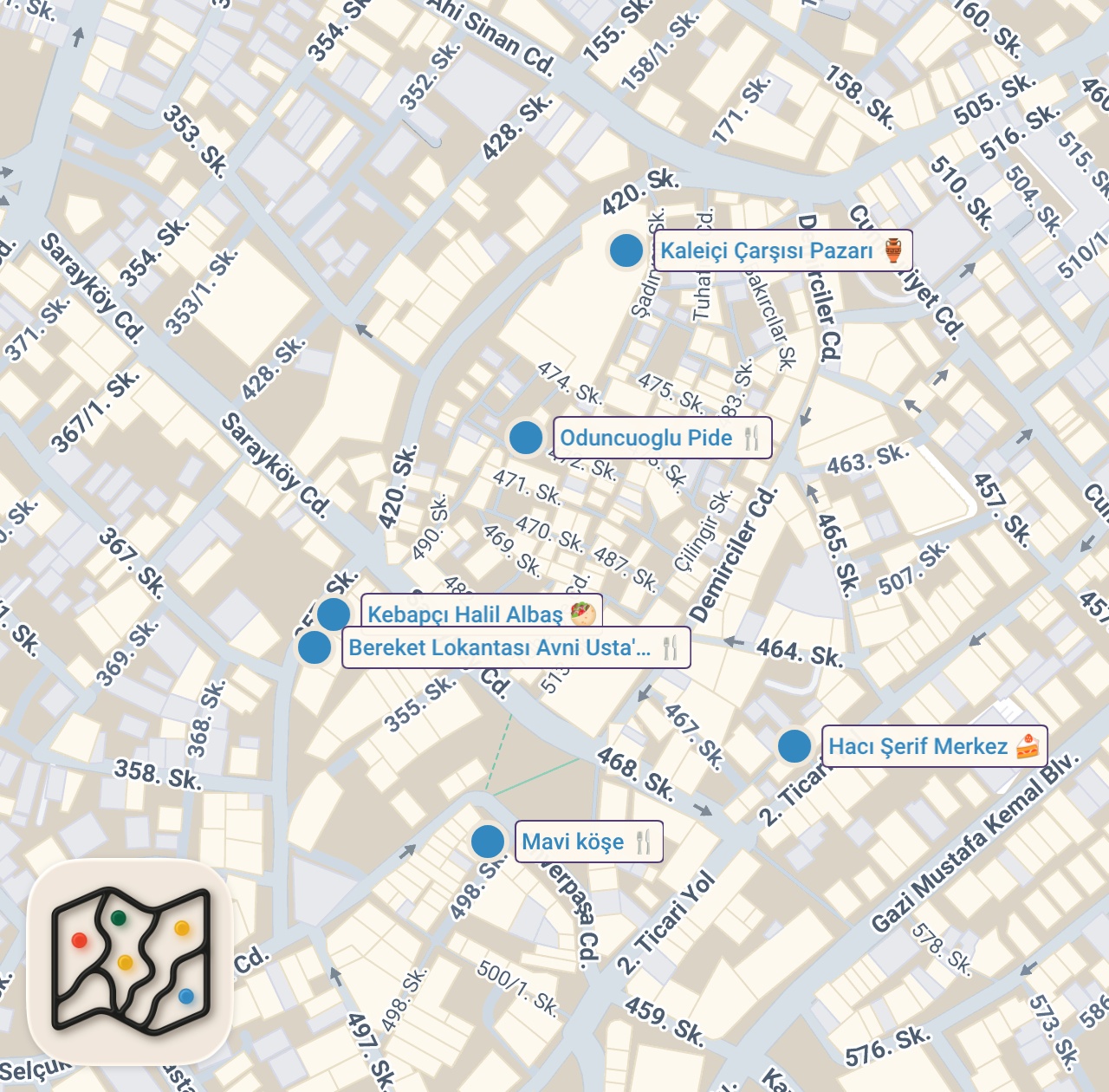 Map preview for STREET FOOD IN TURKEY  🇹🇷 - MAKING THE JUICIEST LAMB KEBAB + STREET FOOD TOUR IN DENIZLI, TURKEY