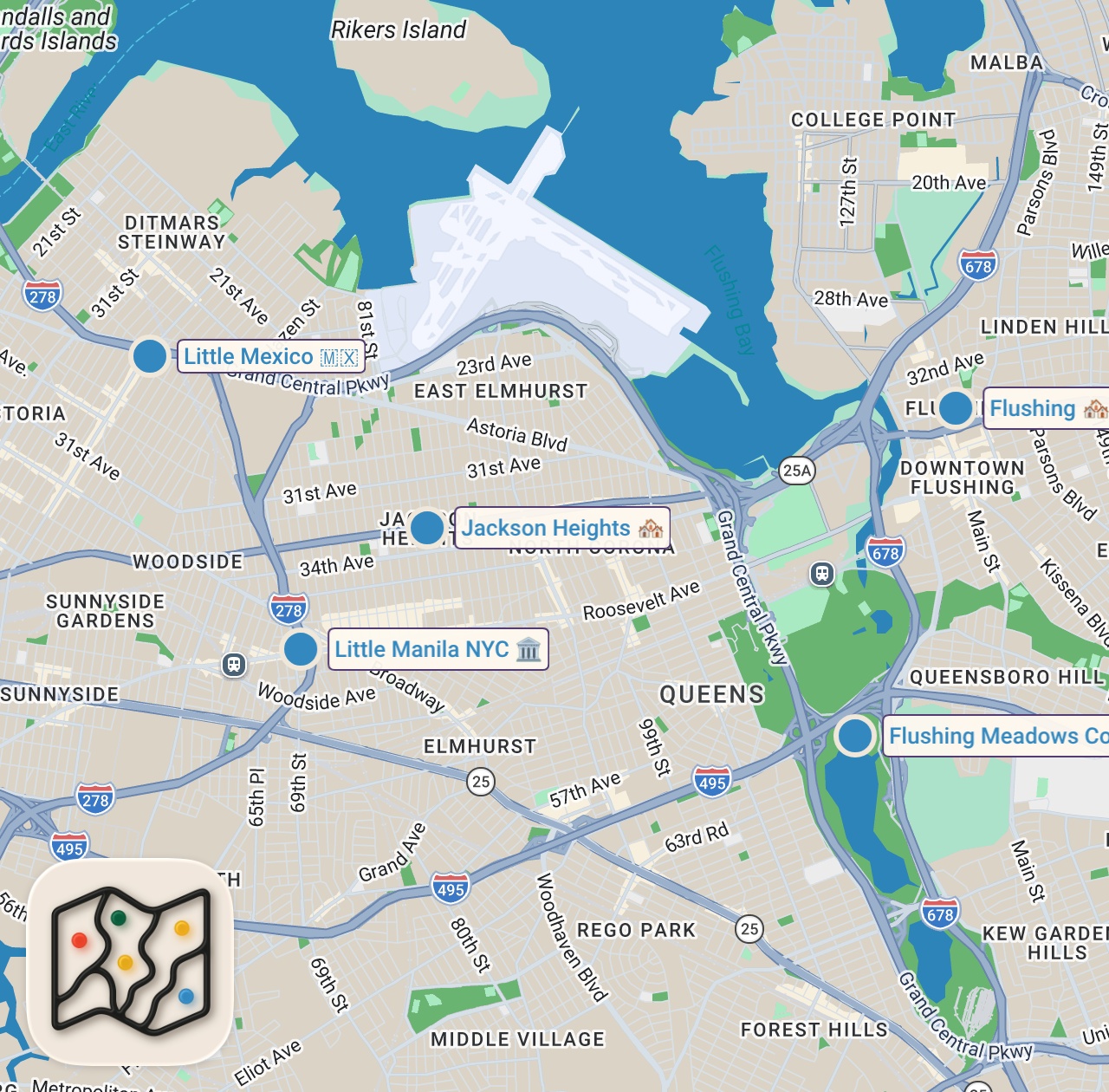 Map of 5 spots from The Side Of New York City They Don’t Show 🇺🇸