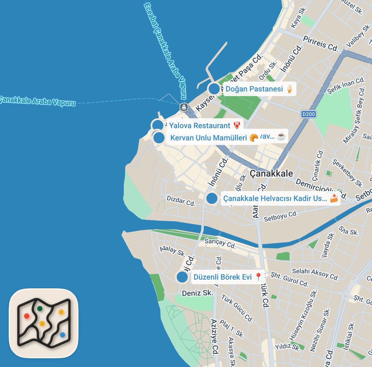 Map preview for ÇANAKKALE LEZZET REHBERİ - Ayaküstü Lezzetler