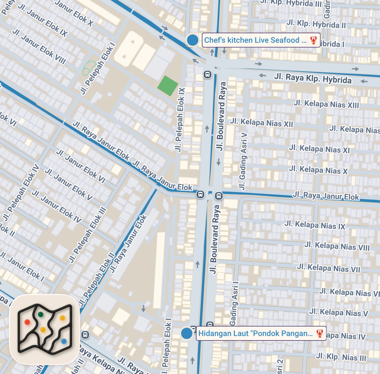 Map preview for $50 Seafood in JAKARTA 🇮🇩 Indonesian street food tour of Jakarta, Indonesia