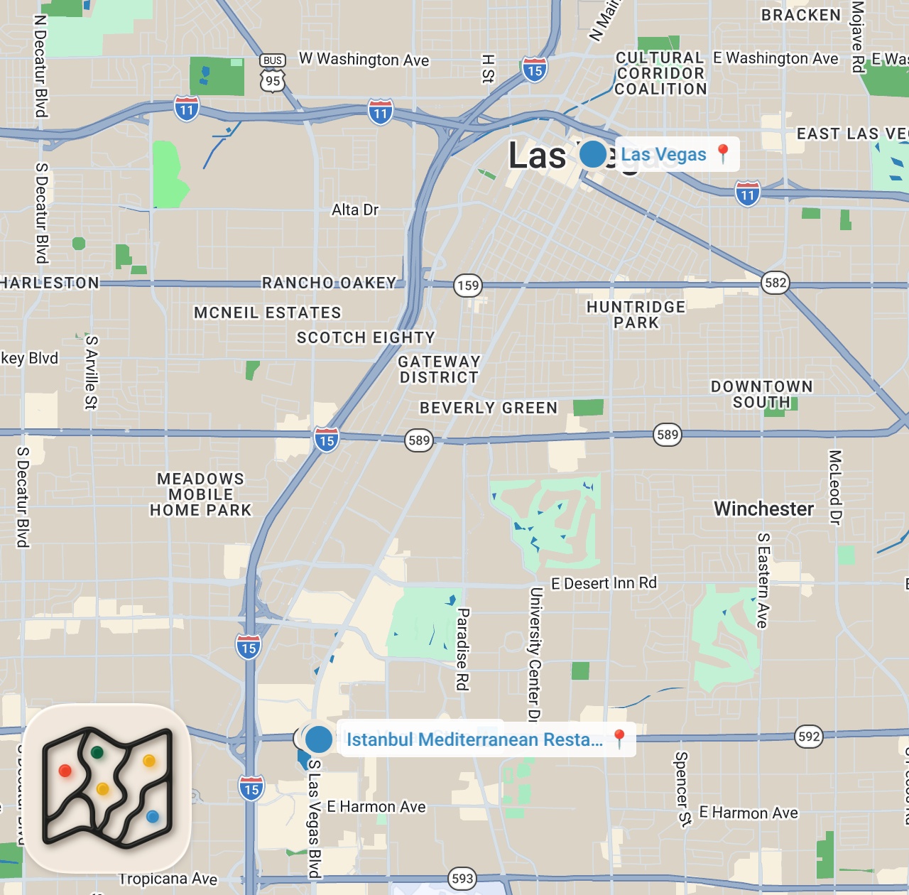 Map preview for Halal Food on the Vegas Strip! Istanbul Mediterranean Restaurant...
