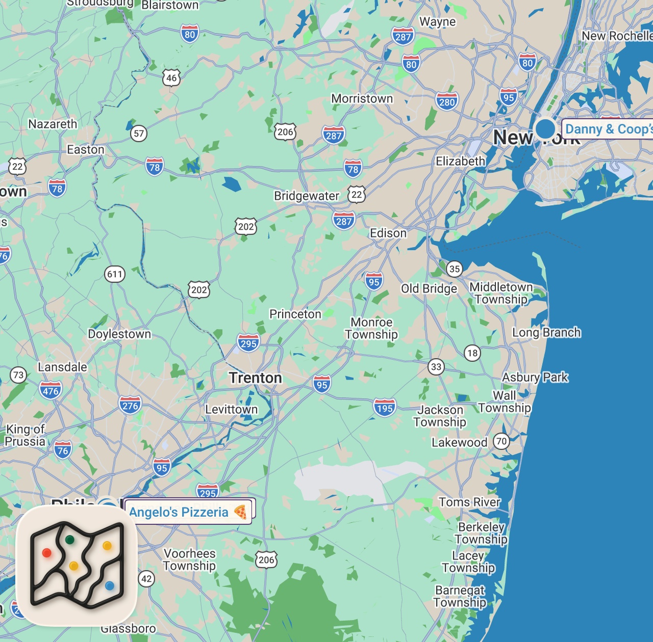 Map of 3 spots from BEST cheesesteaks in NYC!