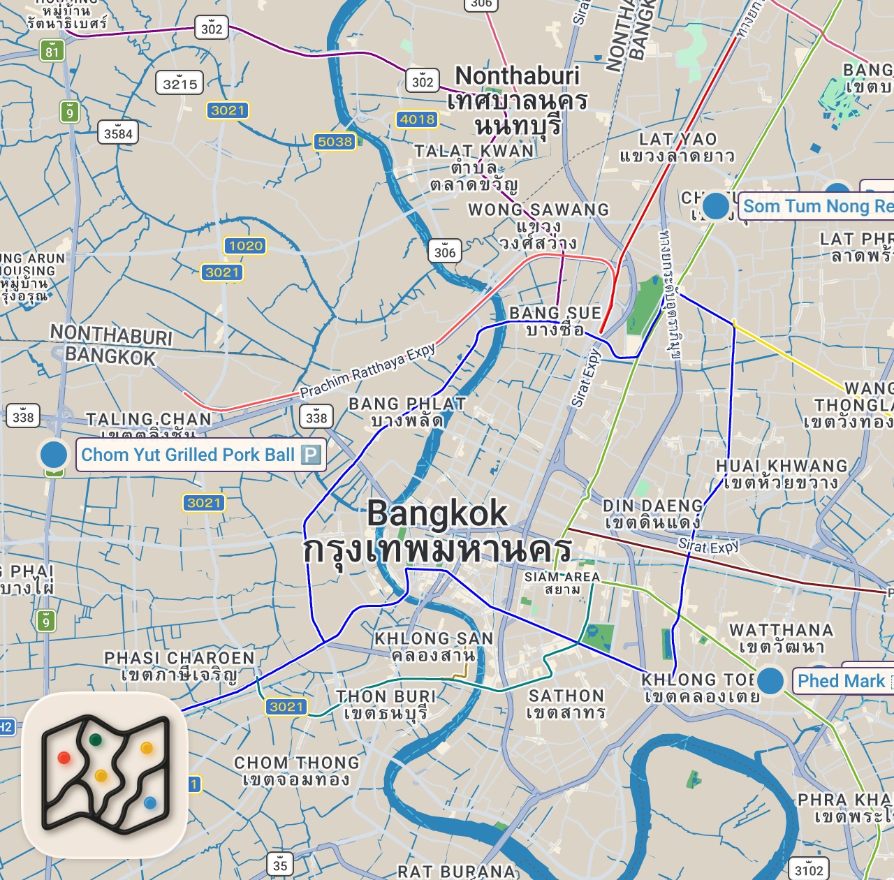 Map of 6 spots from I Tried the World’s Spiciest Thai Food!! (Almost Died)