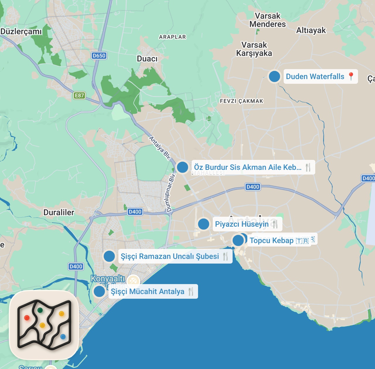 Map preview for JAHREİN İLE ANTALYA YEMEK TURU!