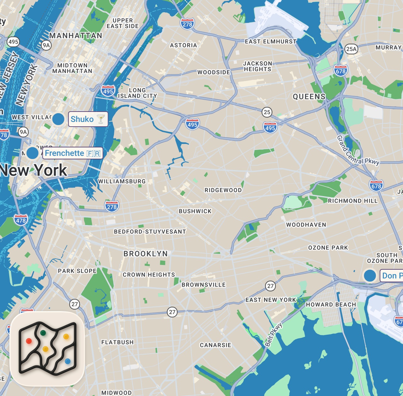 Map preview for THE NEVER ENDING TOP DISHES OF NYC
