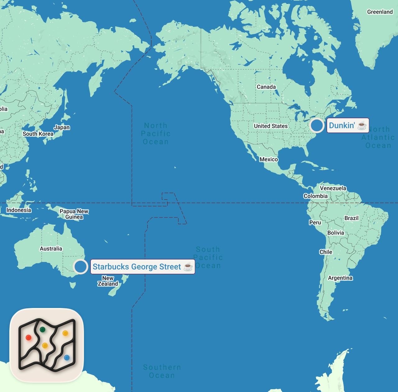 Map preview for FALL DRINKS AT STARBUCKS & DUNKIN!