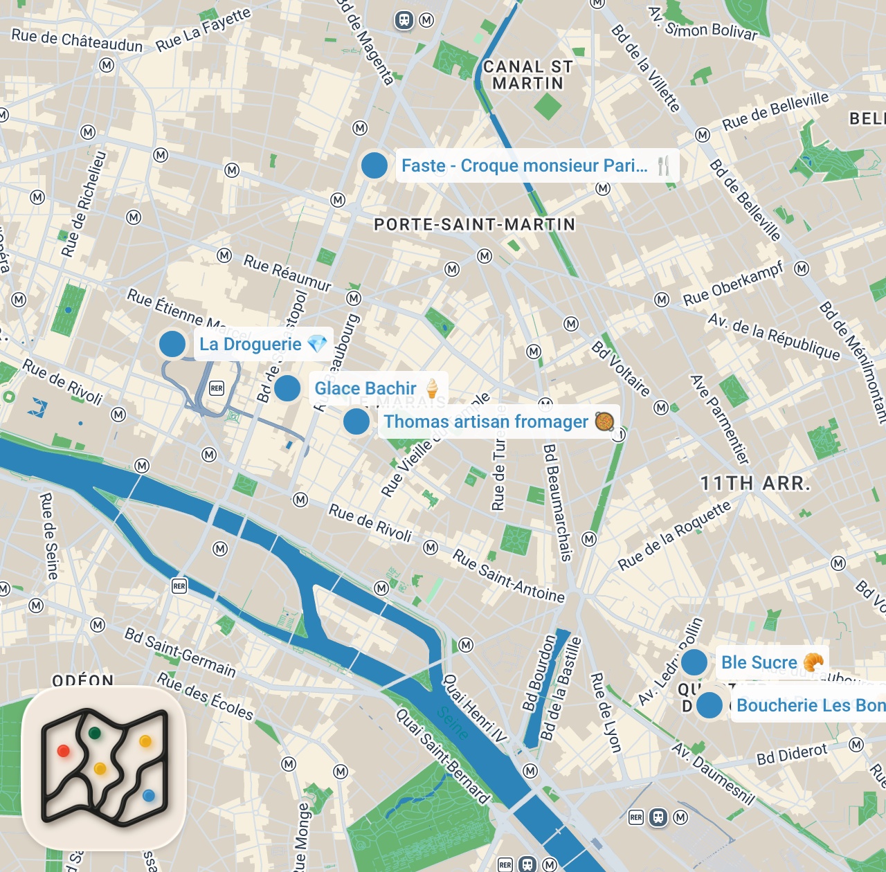 Map preview for Paris Street Food!! 10 CHEAP EATS You Can't Miss!!