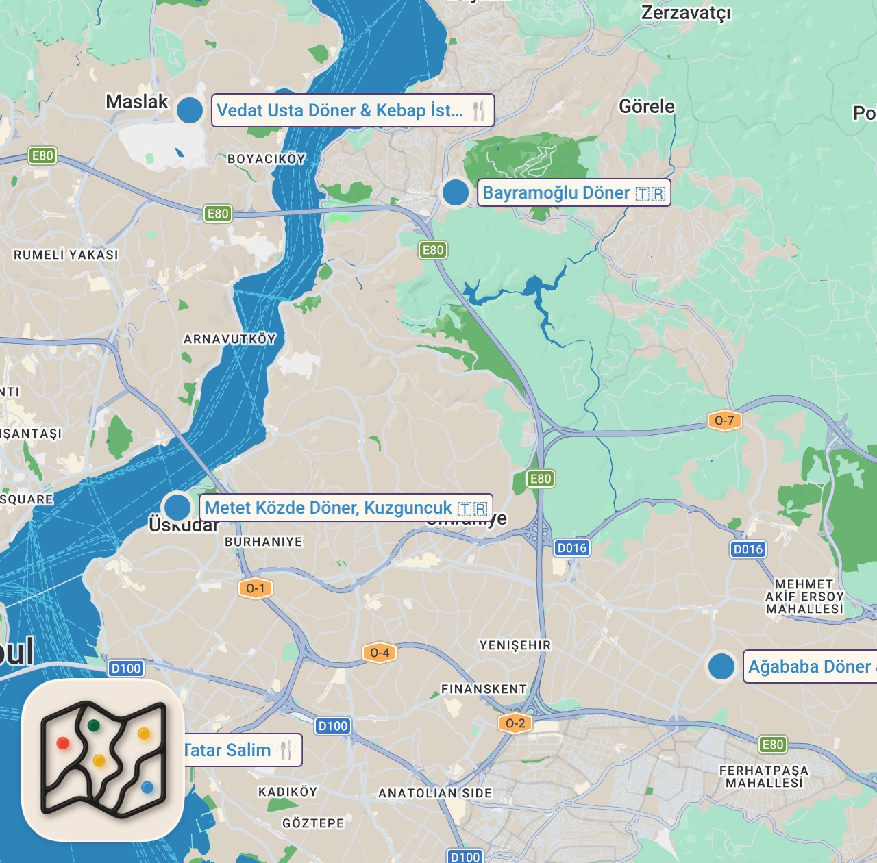 Map of 6 spots from DEVAMI GELSİN Mİ? 😊 #shorts #döner #yemek