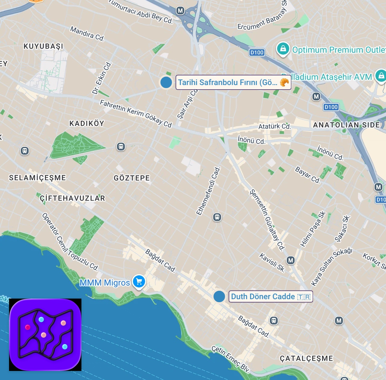 Map of 2 spots from Cadde Üzerinde Enfes Döner Durağı! #ayaküstülezzetler #short #shorts