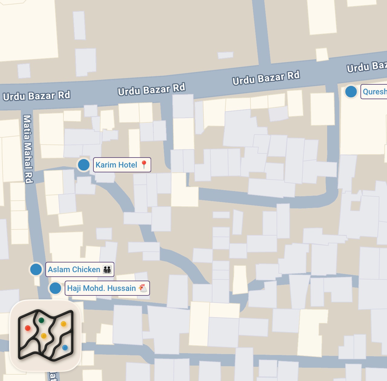 Map preview for OLD DELHI Indian Street Food Tour w/ LEGEND @delhifoodwalks