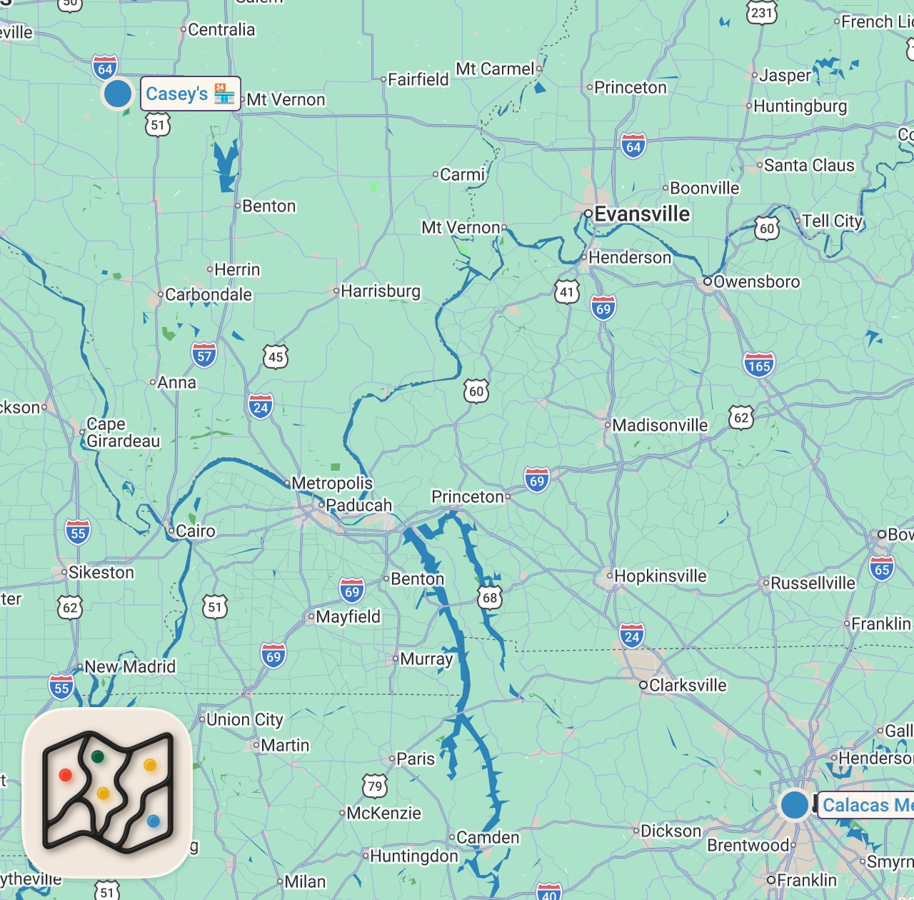 Map of 2 spots from Eating at Gas Stations For 24 Hours... (UNREAL)