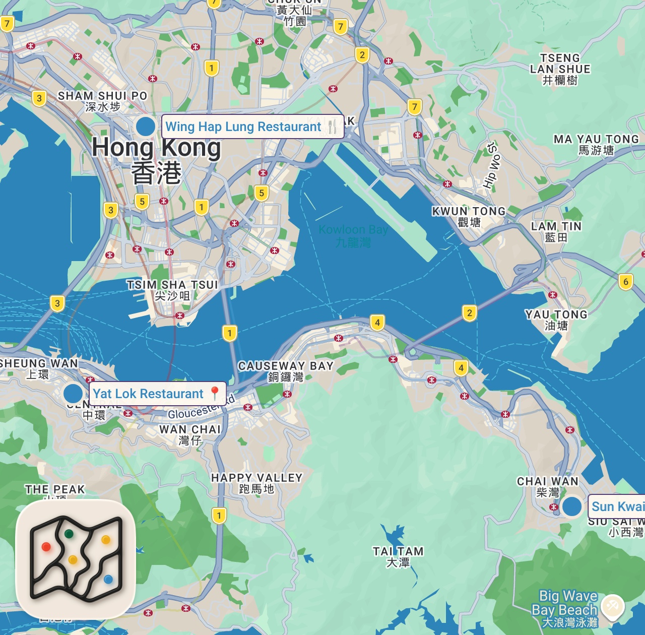 Map of 3 spots from Extreme BBQ in Hong Kong!! Juiciest Char Siu + Michelin Star ⭐️ Roast Goose!