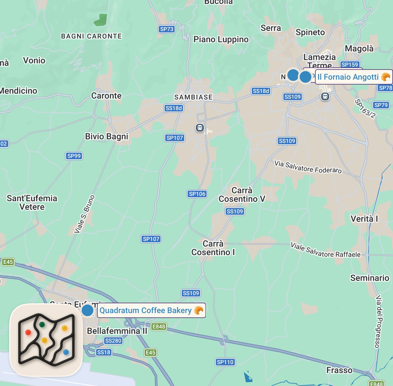 Map preview for Dolce Vita in ITALY - Breakfast in Lamezia Terme and Typical Calabrian Food