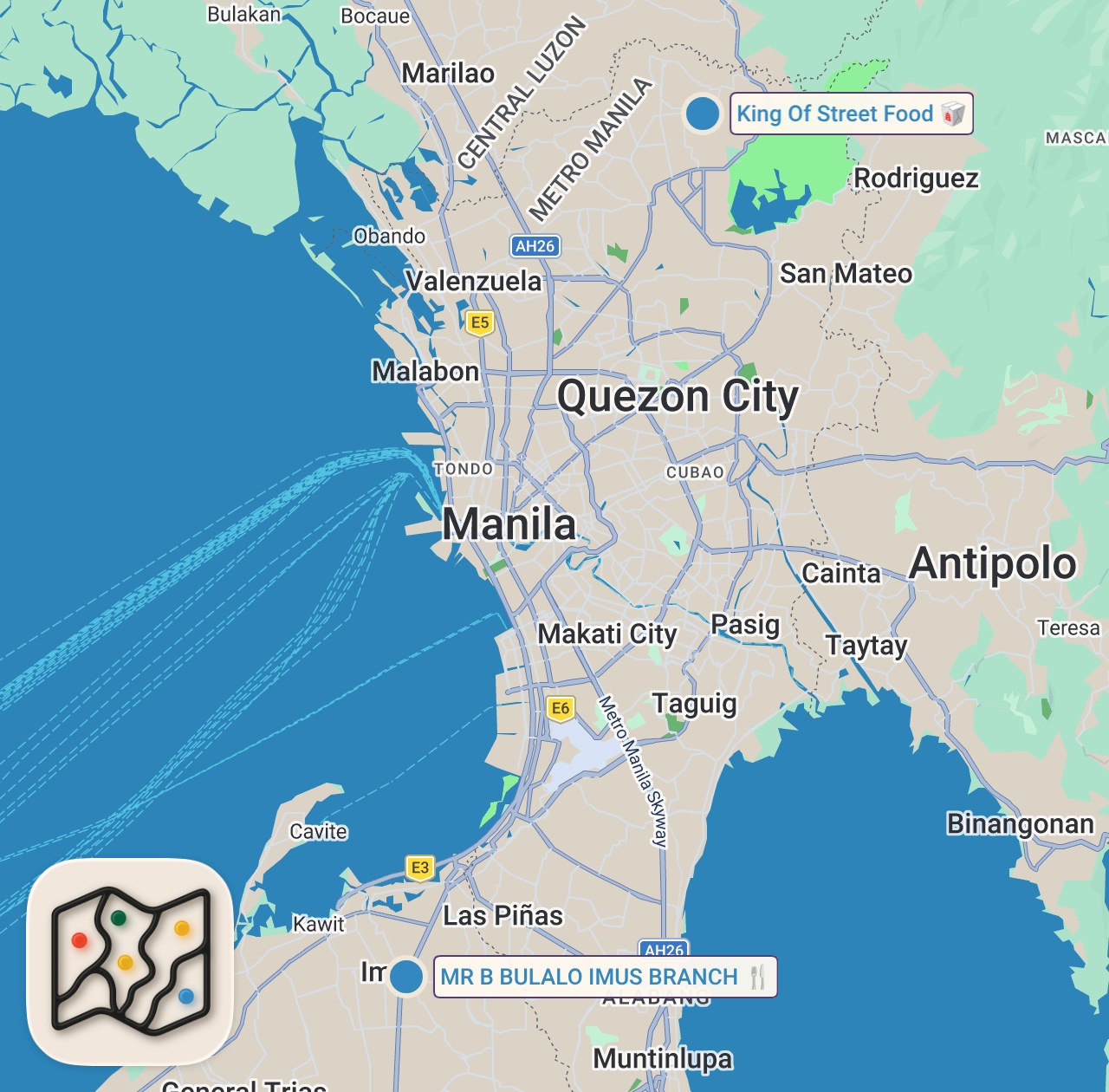 Map of 2 spots from NEGOSYO ni MALUPITON Binalikan Namin! + Pancit na walang Hotdog & Foodtrip sa No. 1 Bulalohan