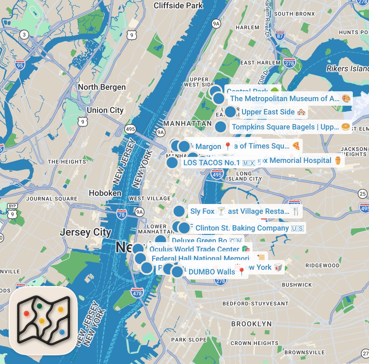 Map preview for How To See NYC in 4 Days (Without The Stress!)